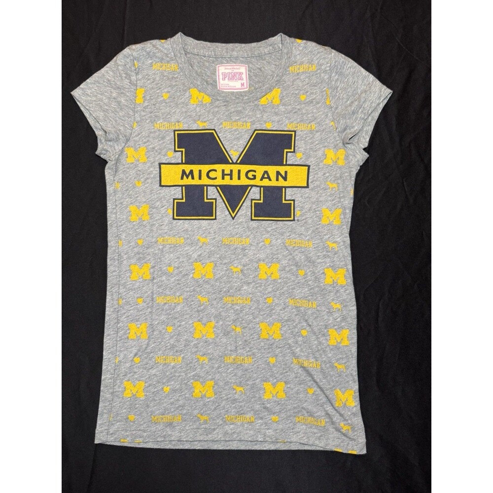 Y2K University of Michigan X Victoria's Secret PINK Collegiate Monogram Baby Tee